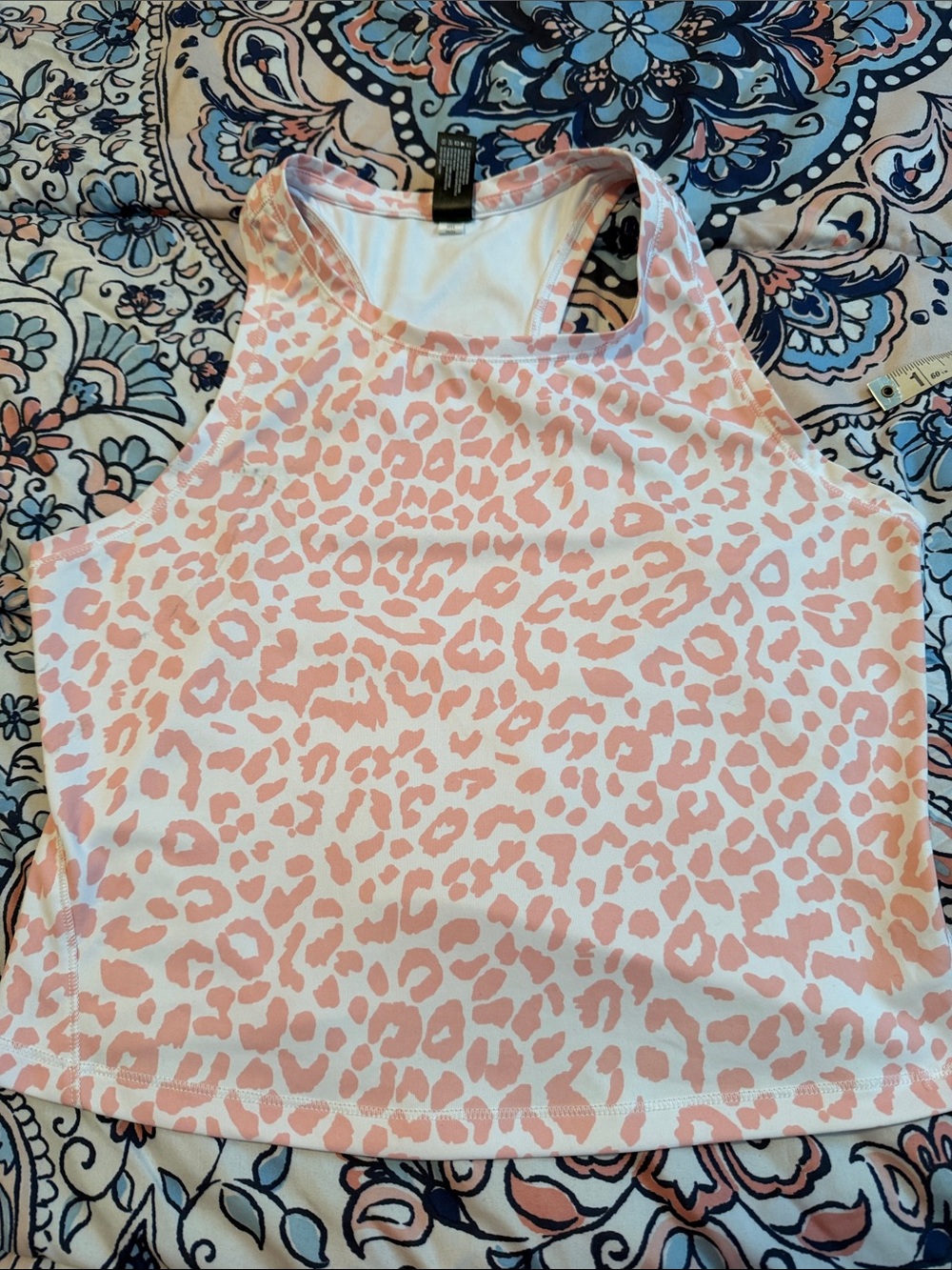 90 Degree By Reflex Pink Leopard Print Racerback Tank